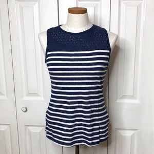 Atmosphere eyelet tank, Navy blue & white stripes